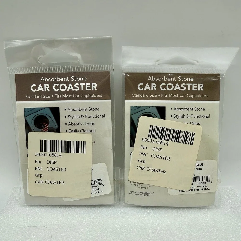 Highland Home Absorbent Stone Car Coasters Tropical Fish Lot of 2‎ Made In USA